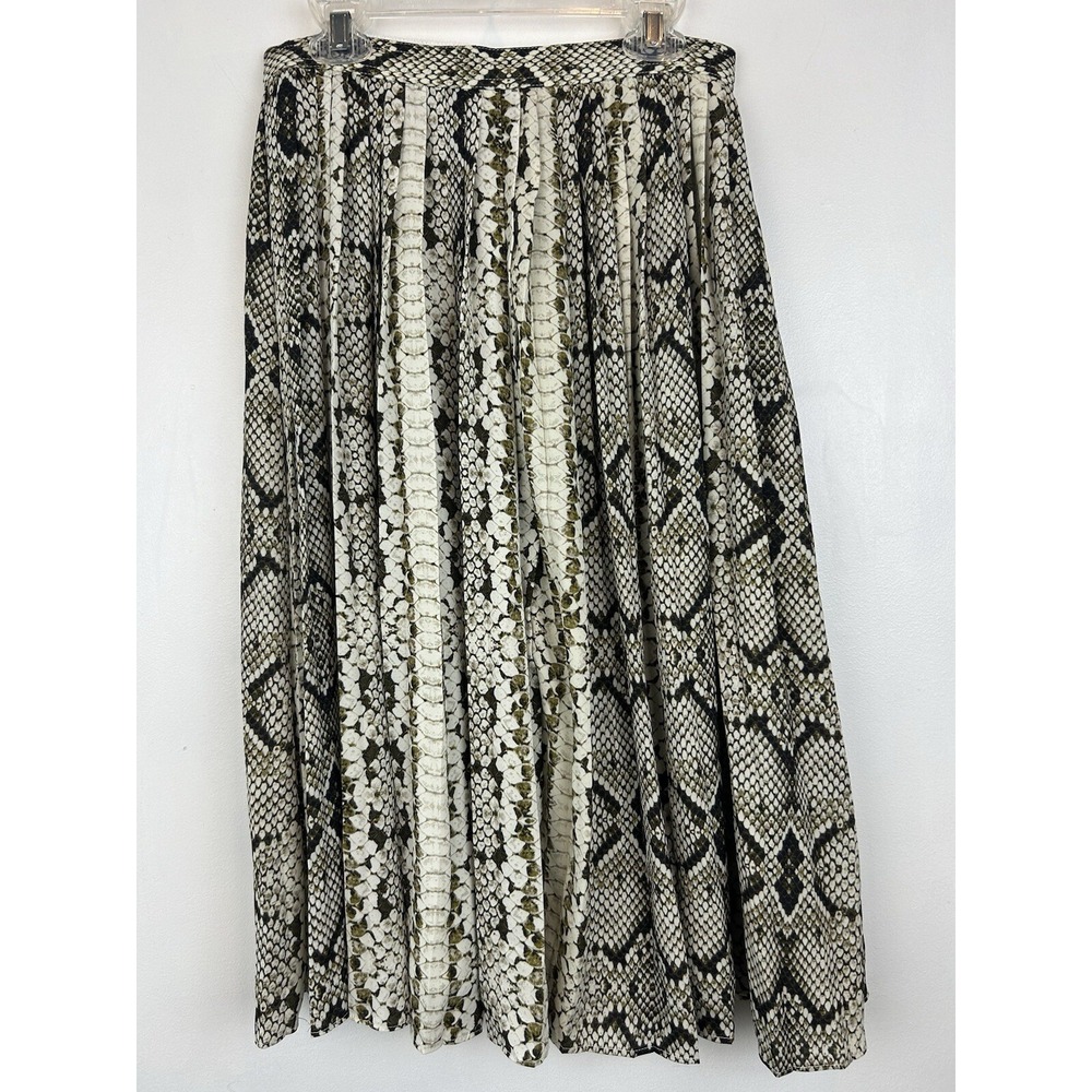 J Crew Skirt Womens 0 Pleated Snake Print Midi Green Lined Old Money Classy